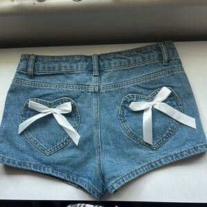 Women's Blue Denim Shorts with Heart Pockets Edikted new with tags